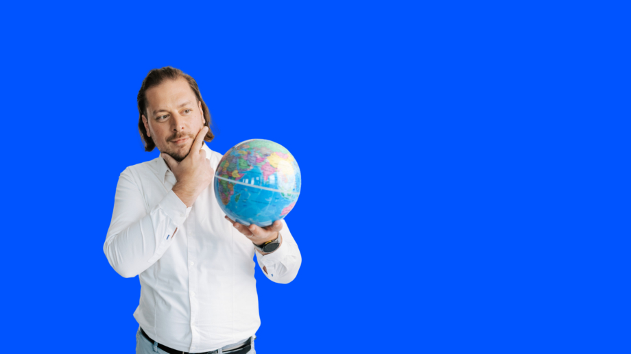 Man holding globe